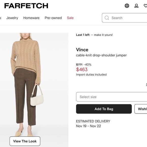 Vince Beige Wool Cashmere Twisted Cable Knit Wool Cashmere Sweater Size XL - Picture 3 of 8